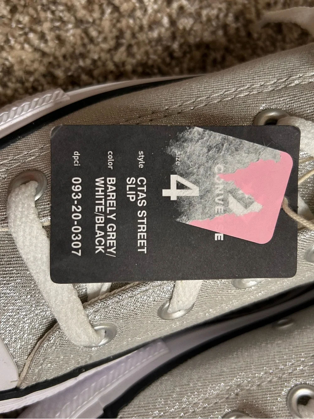 NWT Converse CTAS Street Slip Barely Grey Silver Metallic Sneakers Size 4 Kids